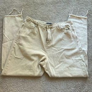 Riot High Rise Mom Jeans in Tan